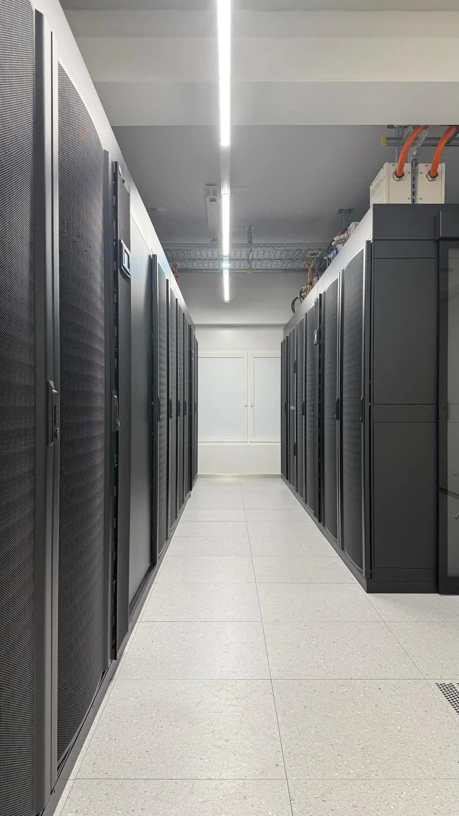 Private server aisle in the Swiss data center facility